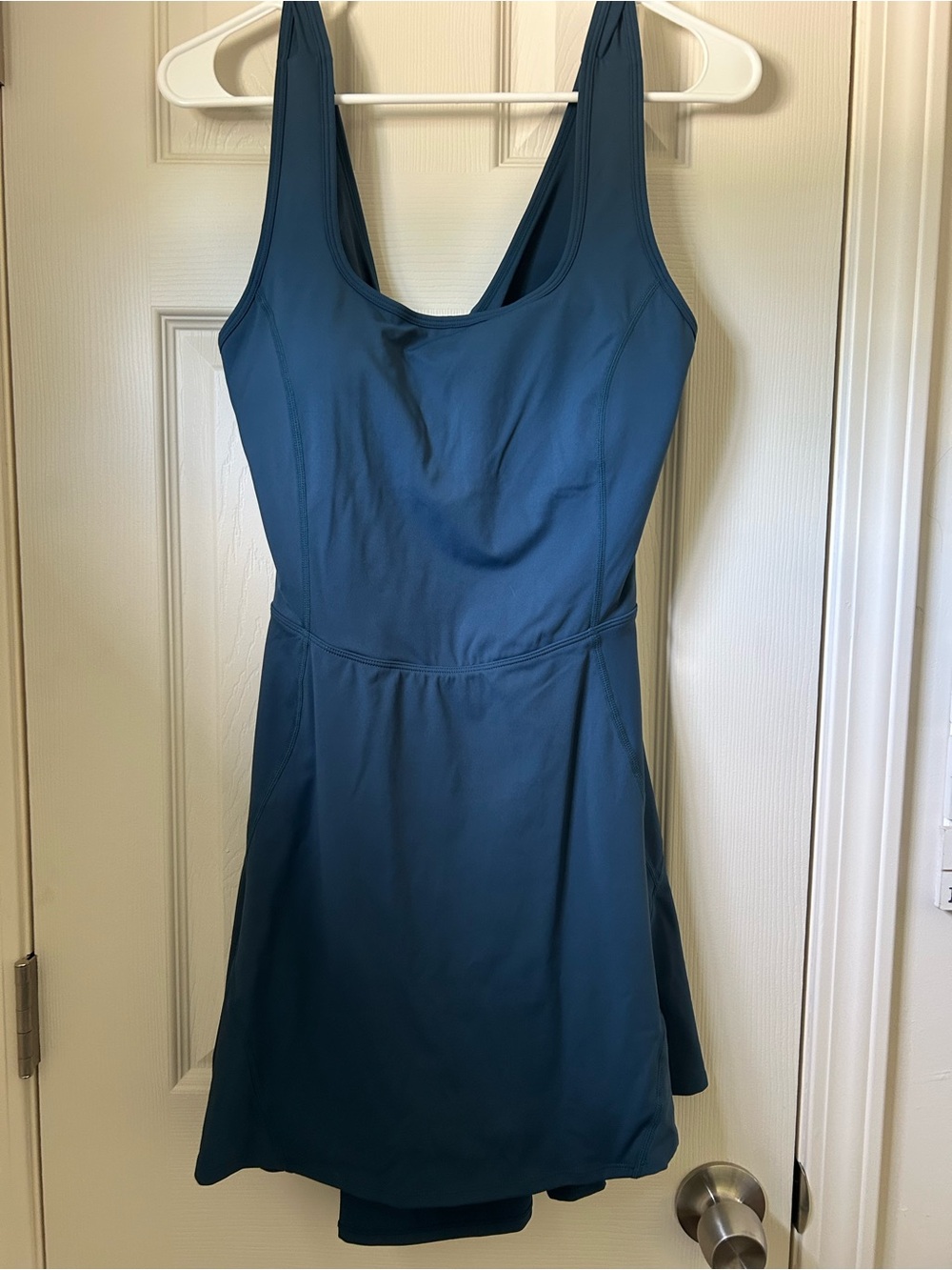 HALARA Deep Teal Scoop Neck Active Skater Dress w/built in shorts NWT